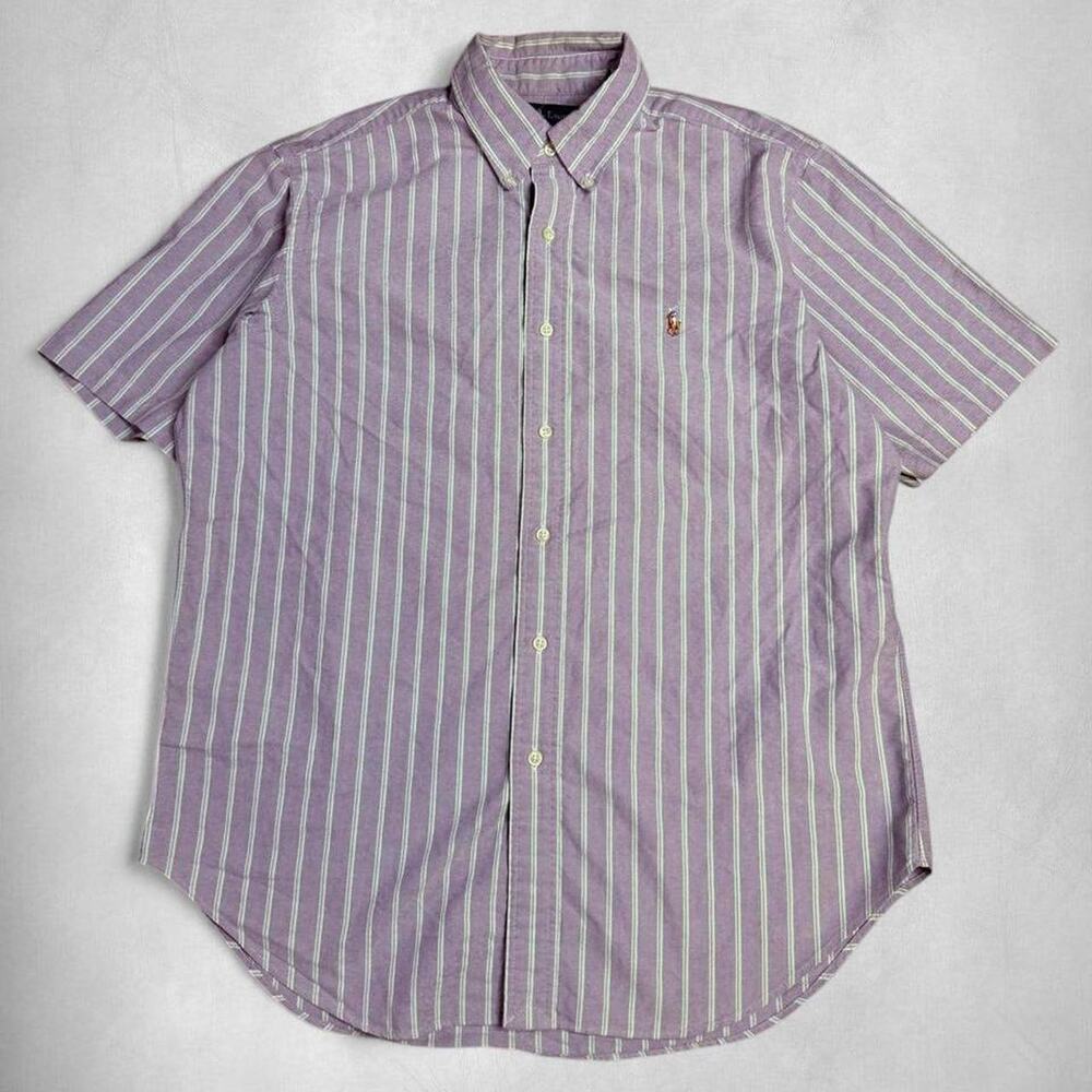 Large | RALPH LAUREN LAVENDER & WHITE STRIPED BUTTON UP